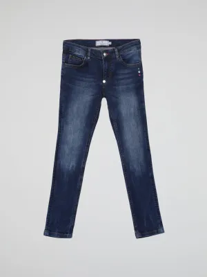 Gothic Plein Blue Super Straight Cut Denim Jeans (Kids)