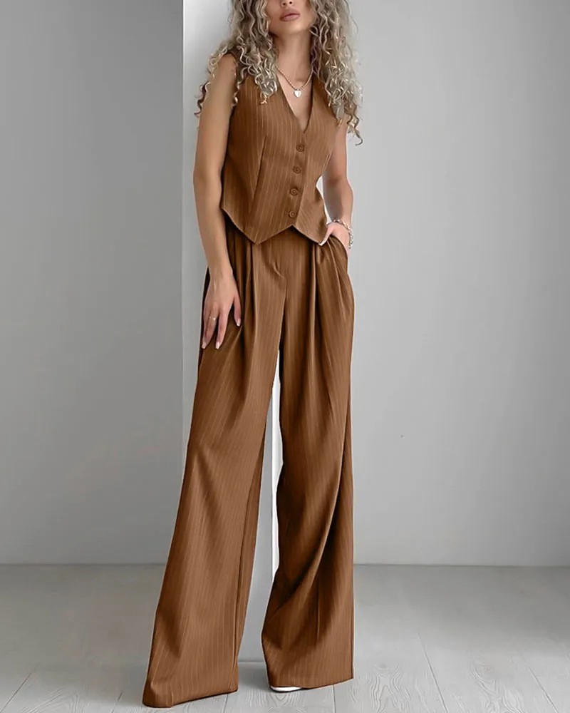 Grace - Pinstriped Vest and Trousers Set