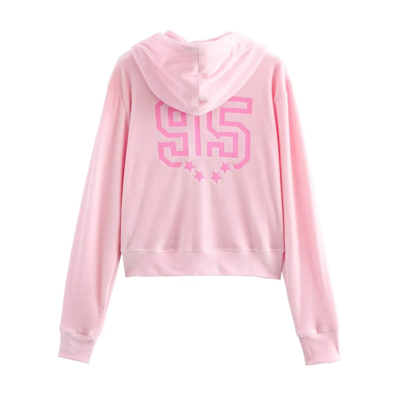 Graphic Print Velour Hoodie and Sweats Set