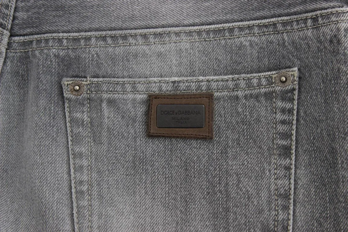 Gray Denim Cotton Stretch Boyfriend Jeans