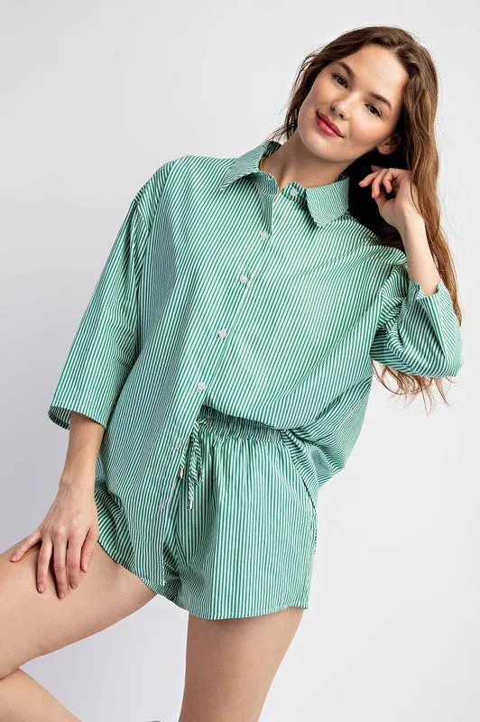 Green 2 piece Striped Set
