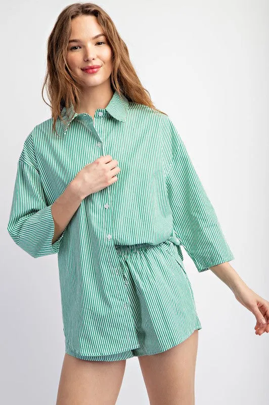 Green 2 piece Striped Set