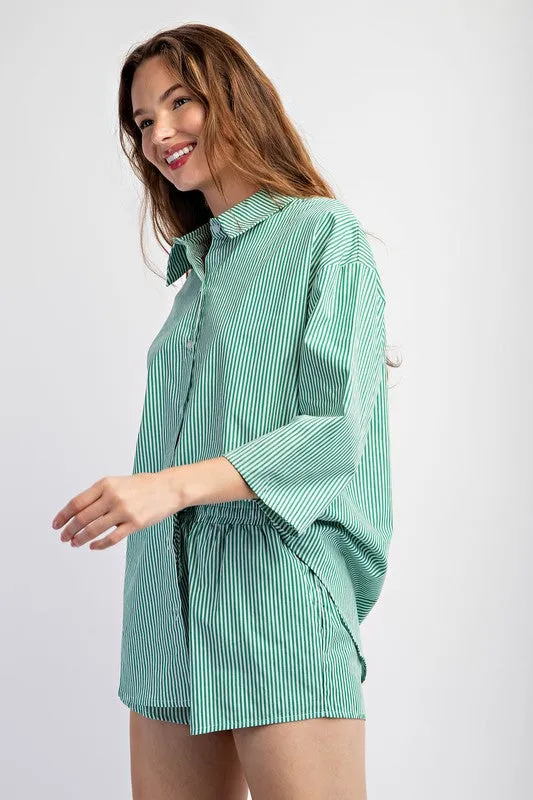 Green 2 piece Striped Set