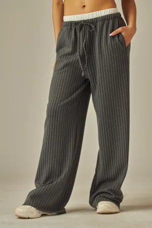 Grey Boxer Waist Pinstripe Long Pants 3/4/25 9672