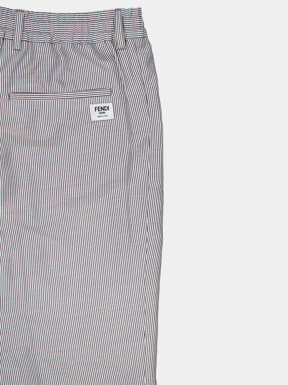 Grey Pinstriped Fabric Trousers