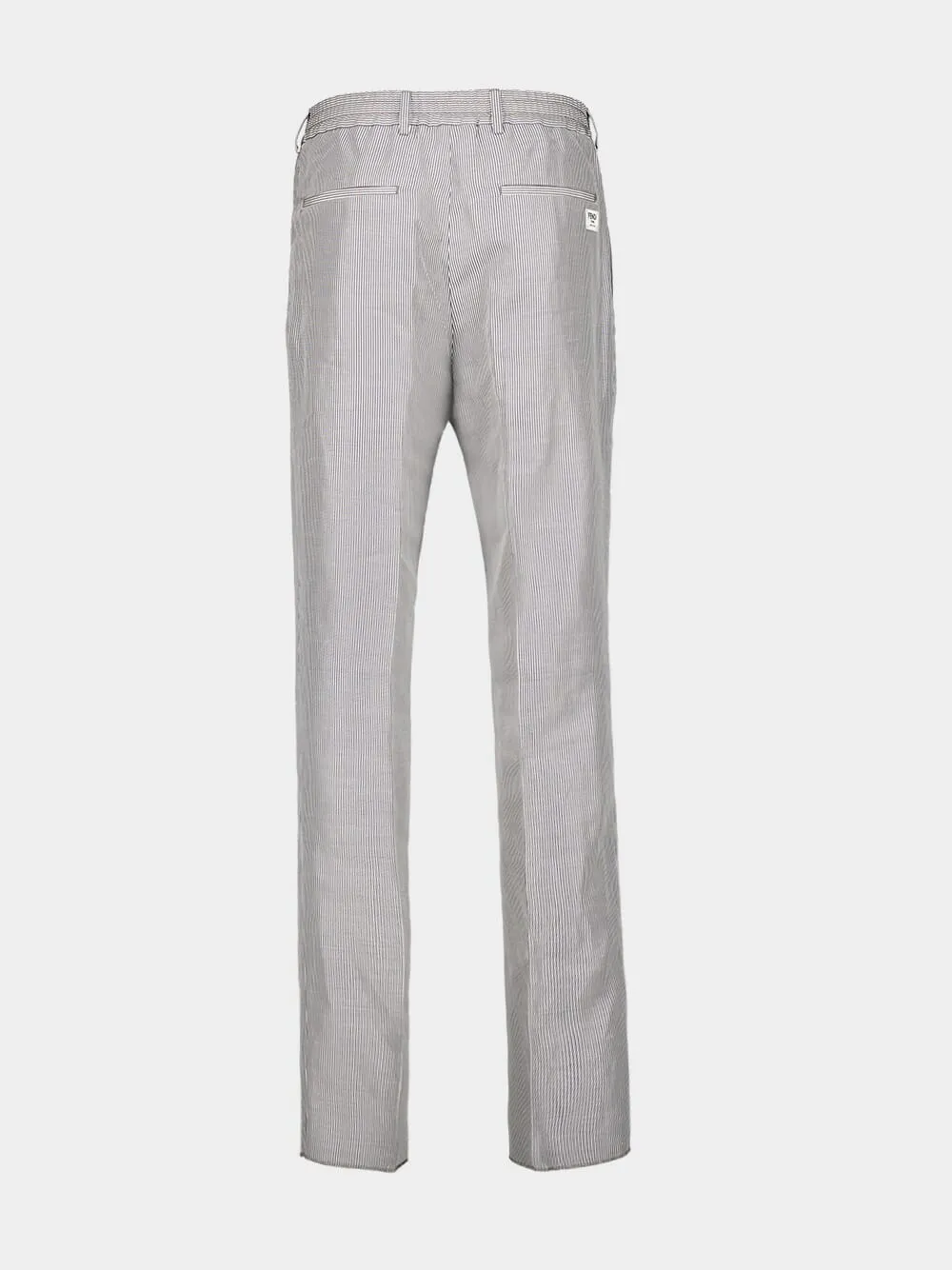 Grey Pinstriped Fabric Trousers