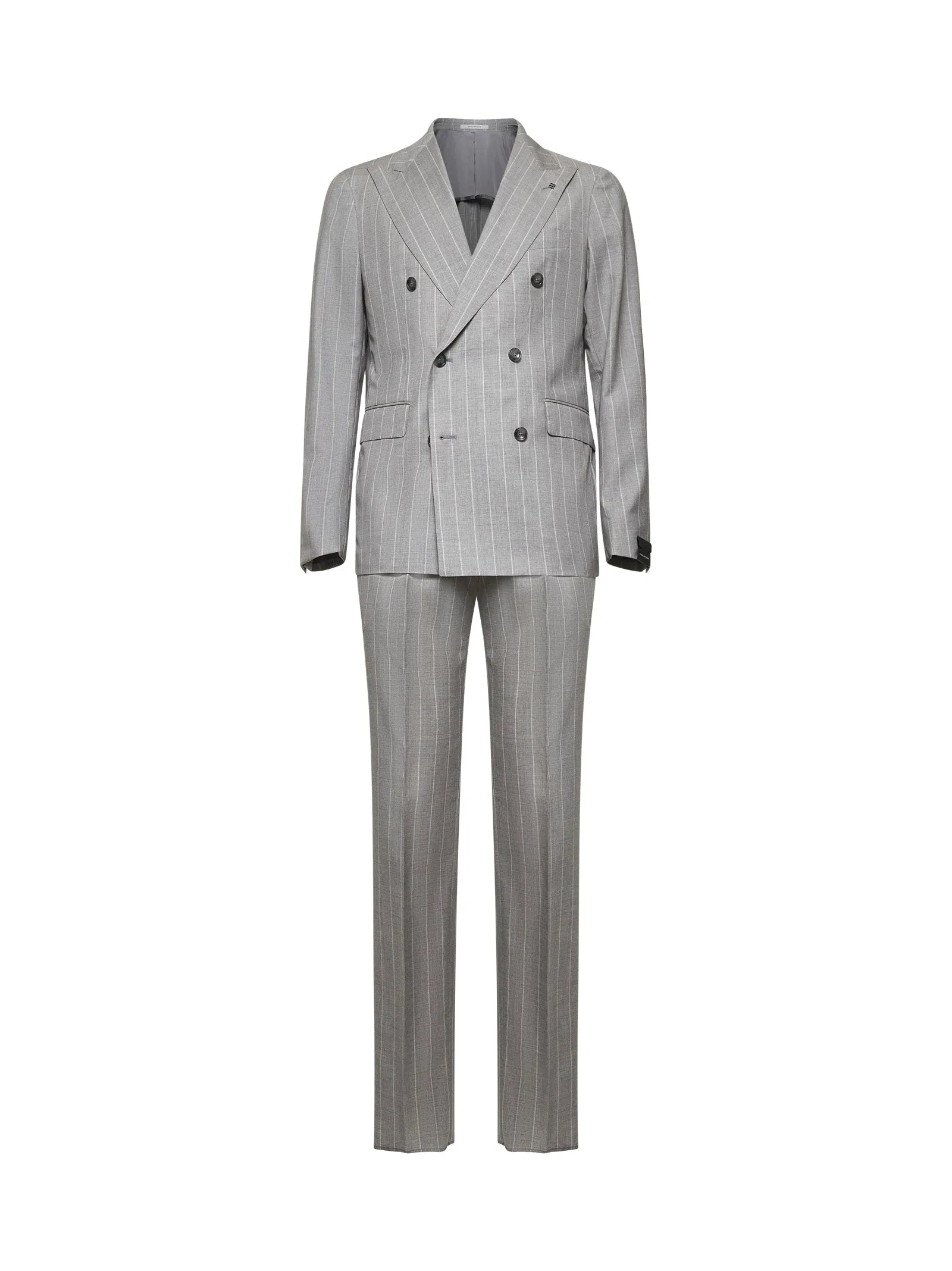 Grey pinstriped wool Vesuvio double-breasted suit