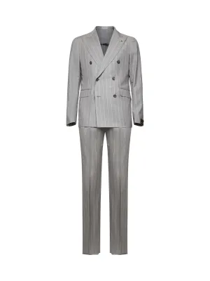 Grey pinstriped wool Vesuvio double-breasted suit