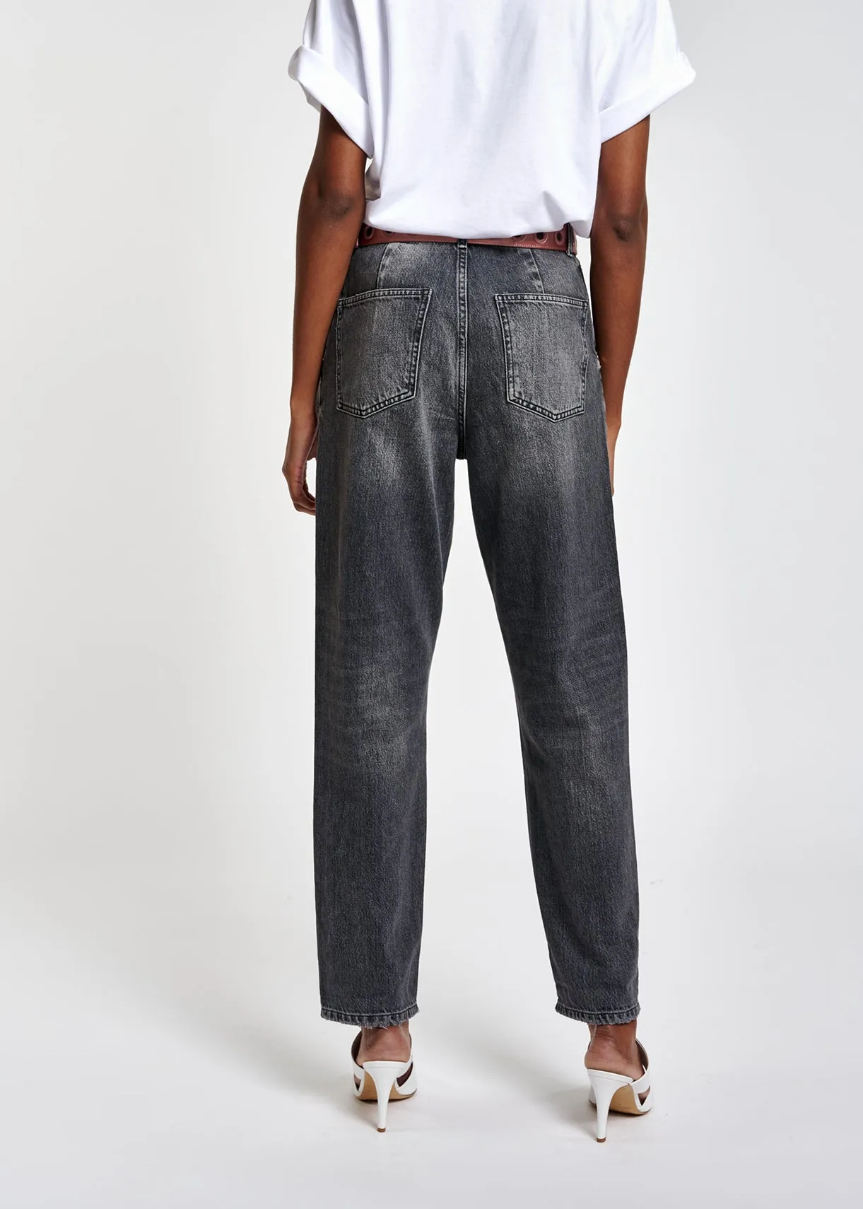 Grey rhinestone-embellished jeans