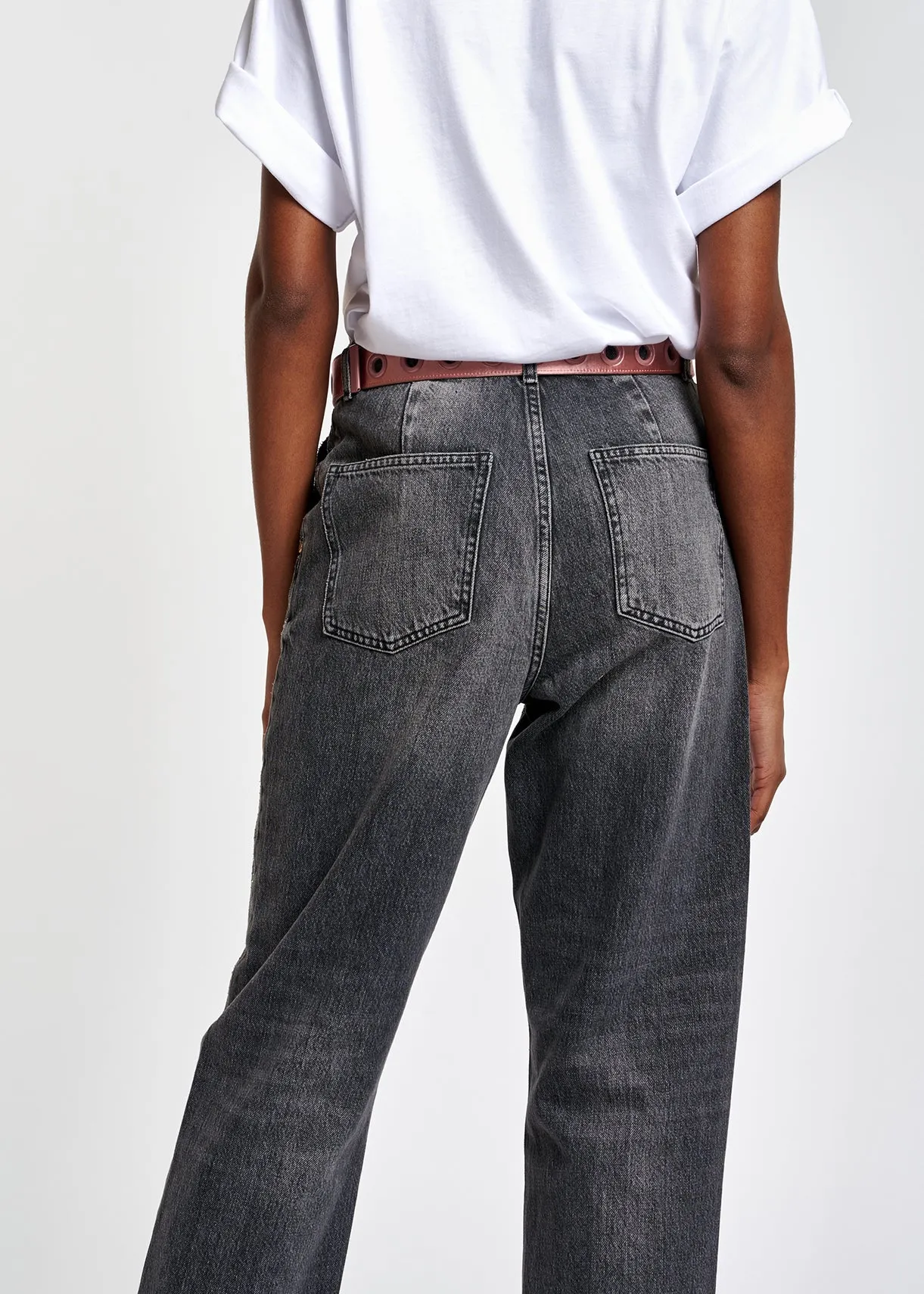 Grey rhinestone-embellished jeans