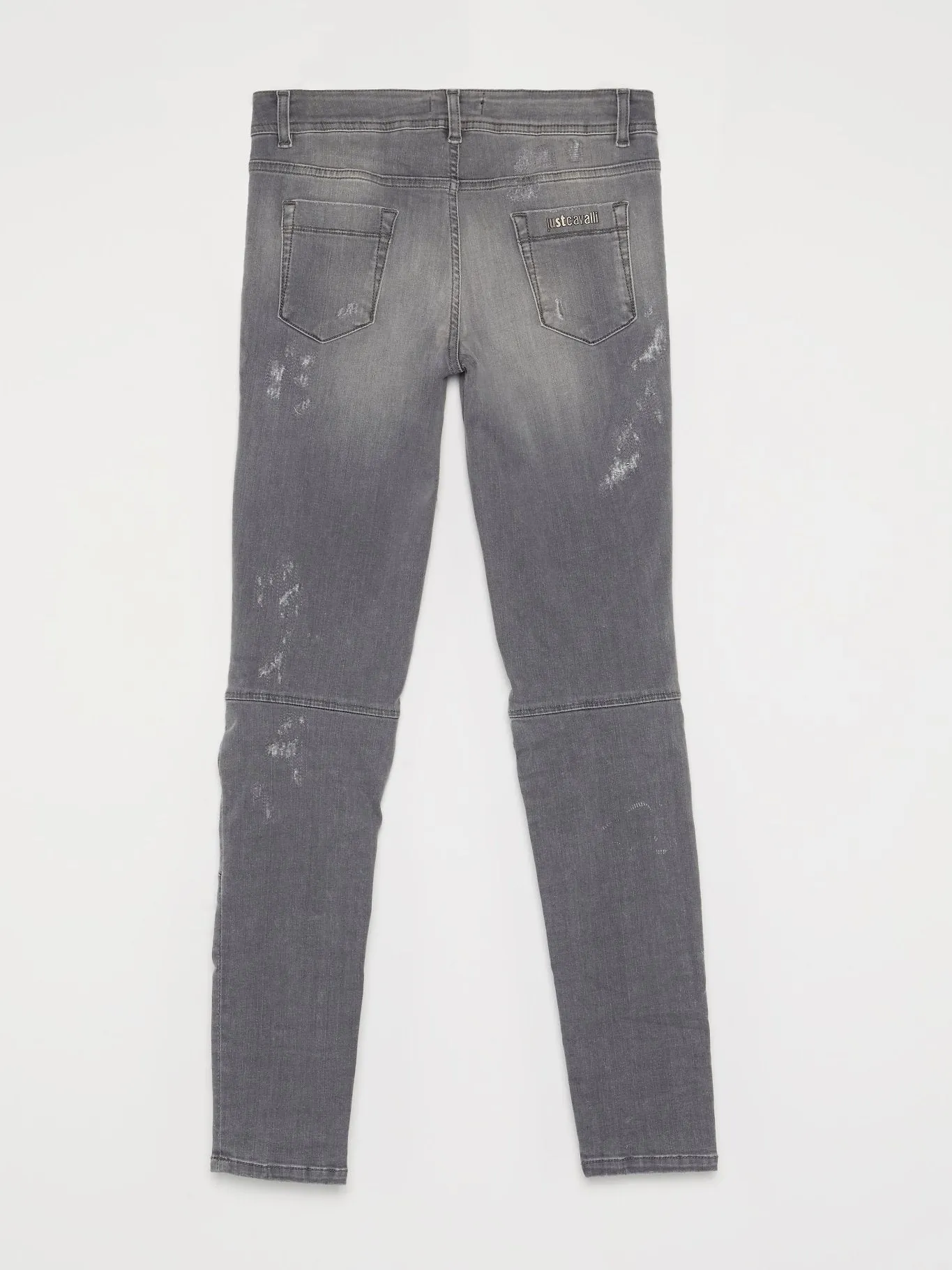 Grey Zip Knee Biker Jeans