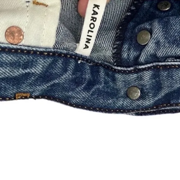 GRLFRND KAROLINA FAUX PEARL &amp; CRYSTAL EMBELLISHED High Waist JEANS Size30