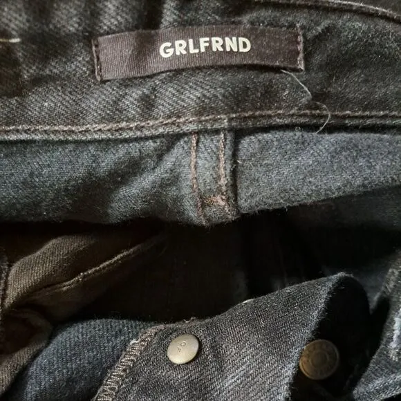 GRLFRND Women's Devon Boyfriend Black Jeans Button Fly High Waist  Sz 26