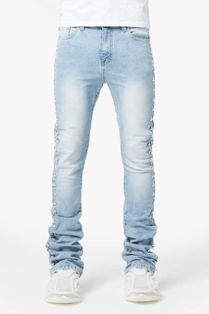 GUAPI Vintage Blue Crosses Embellished Denim