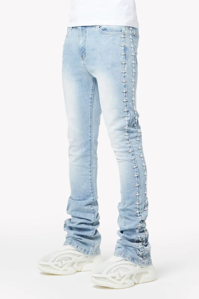GUAPI Vintage Blue Crosses Embellished Denim