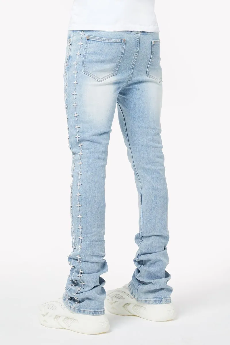GUAPI Vintage Blue Crosses Embellished Denim