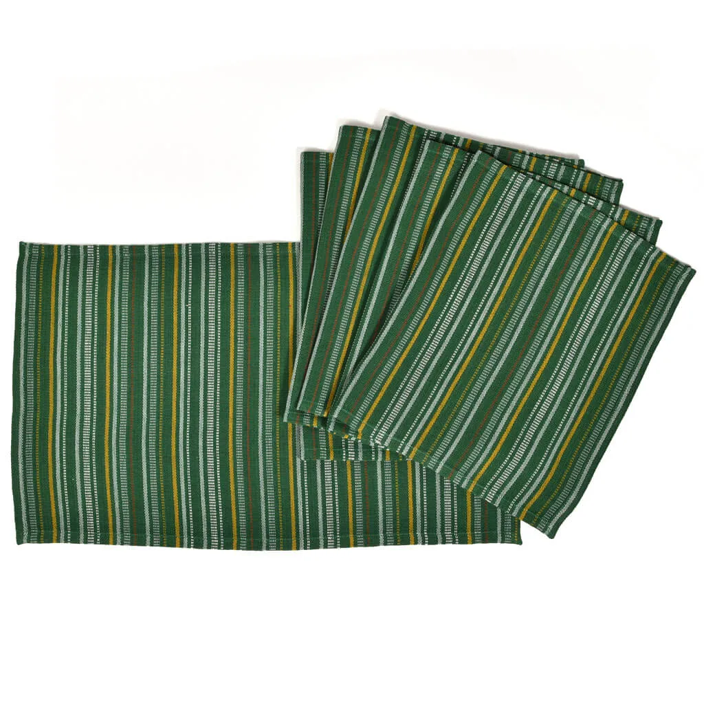 Hand Woven Striped Placemat Set | Poblano Stripe