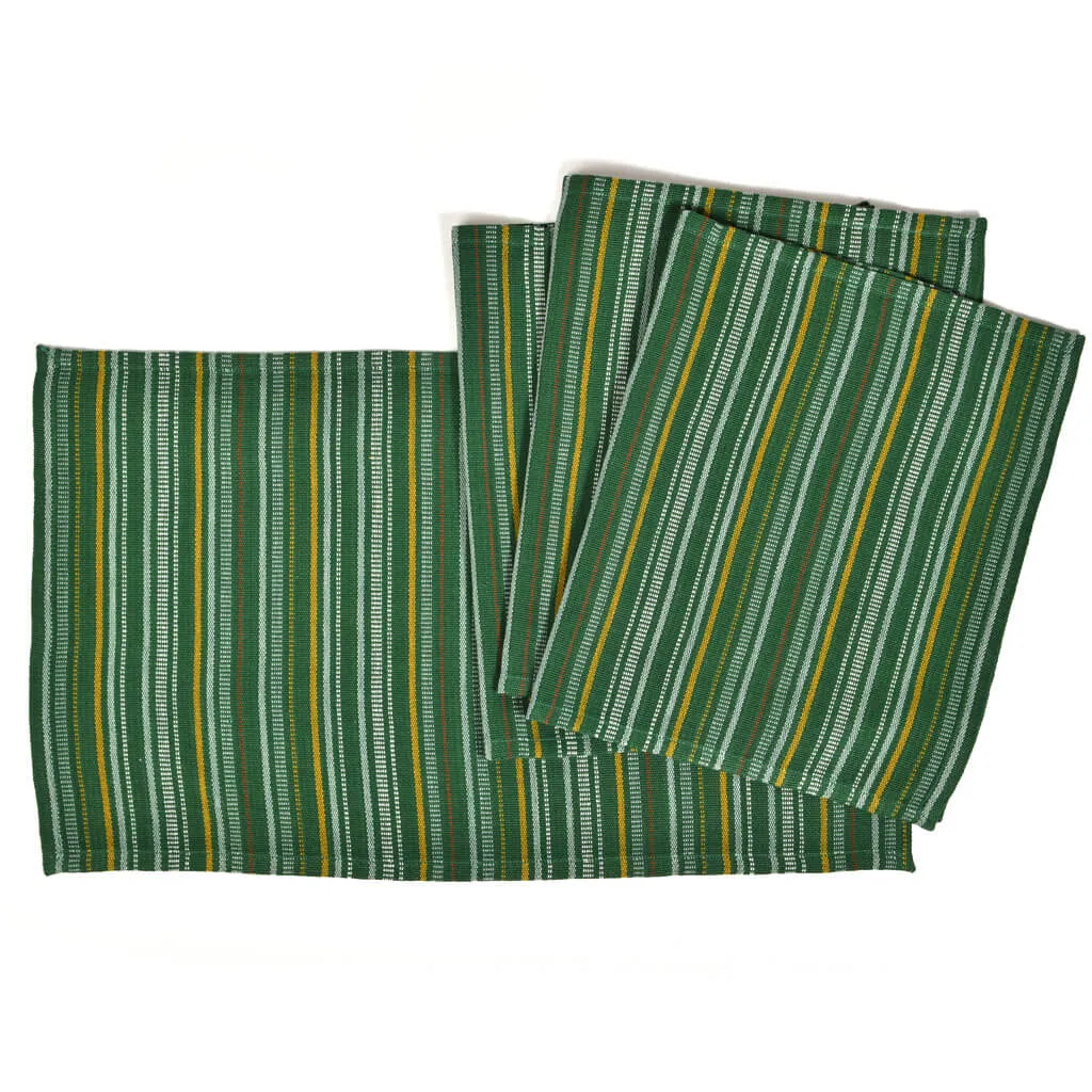 Hand Woven Striped Placemat Set | Poblano Stripe