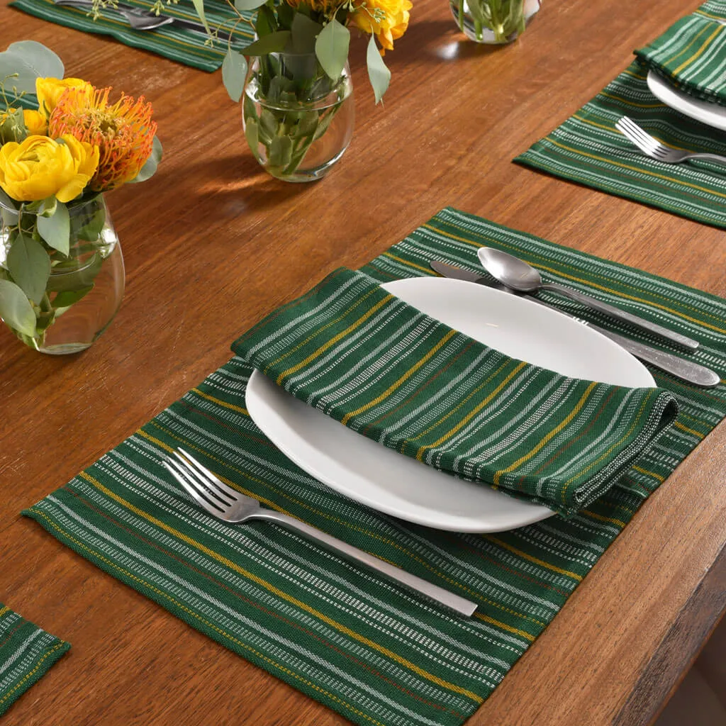 Hand Woven Striped Placemat Set | Poblano Stripe