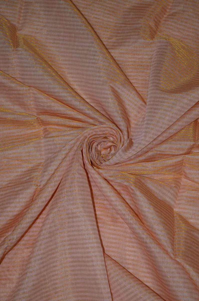Handloom Pure Chanderi Tissue Striped Zari Based Kurta Piece With A Cotton Silk Matching Lower