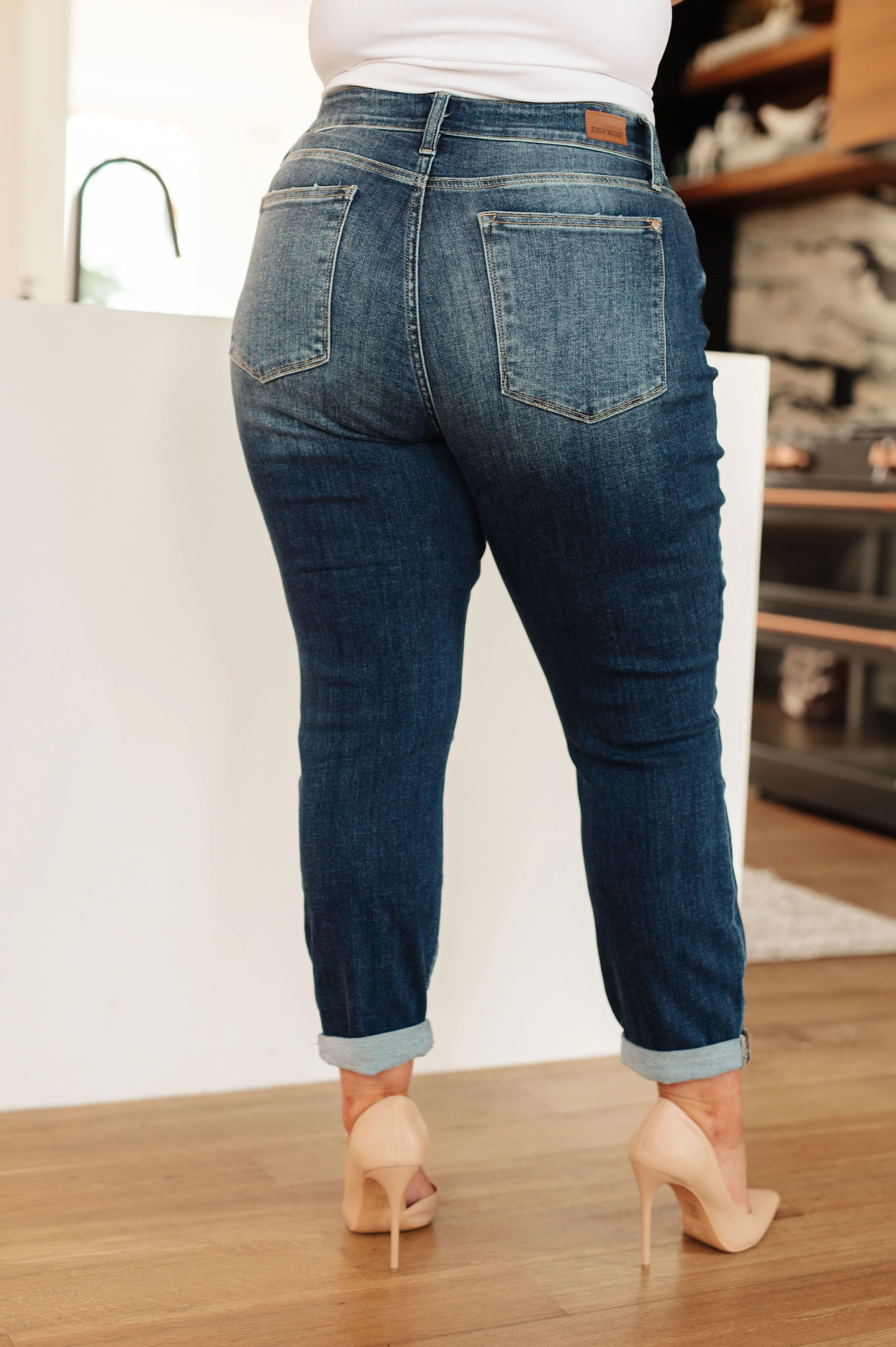 Hazel Blues® |  London Midrise Cuffed Boyfriend Jeans