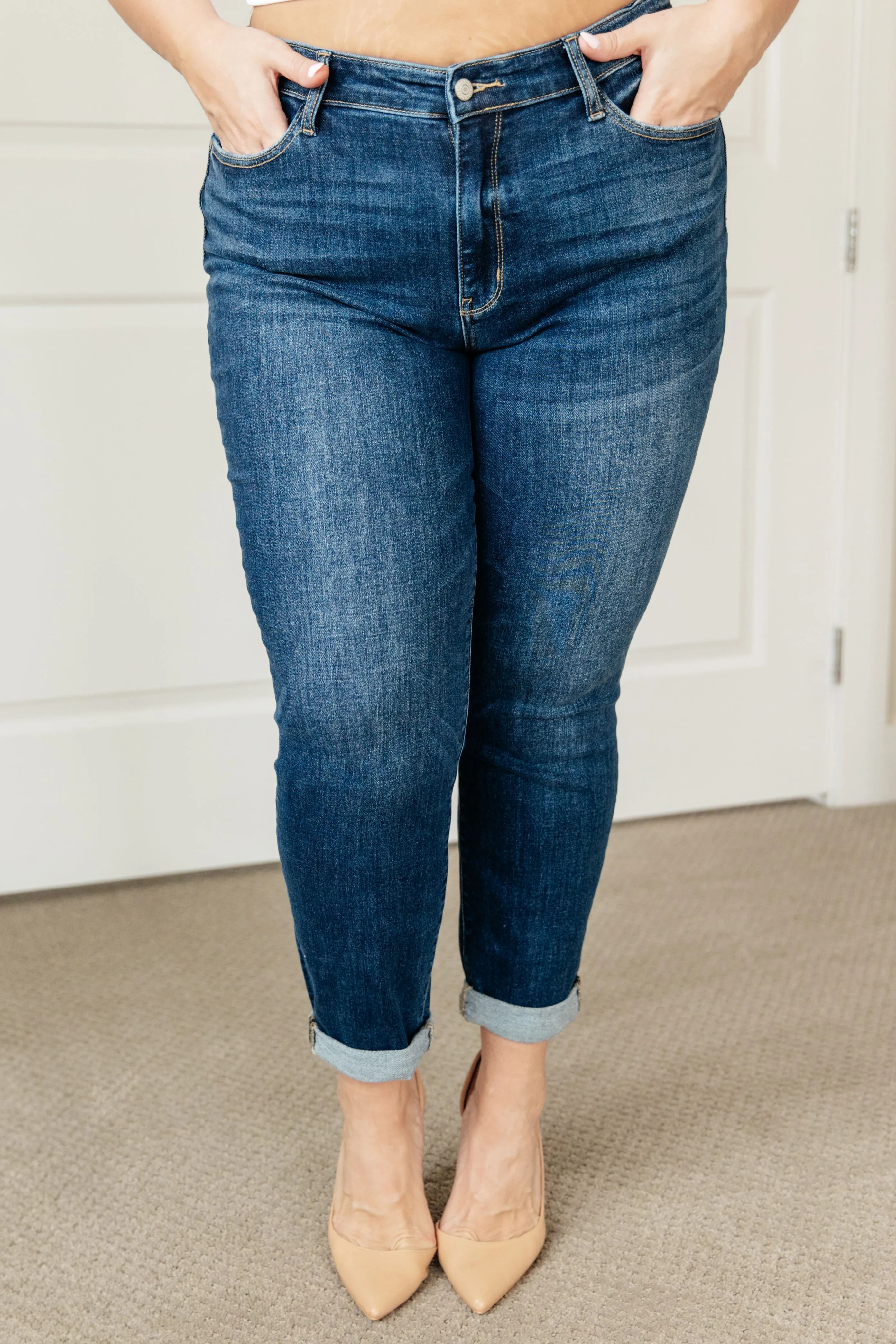 Hazel Blues® |  London Midrise Cuffed Boyfriend Jeans