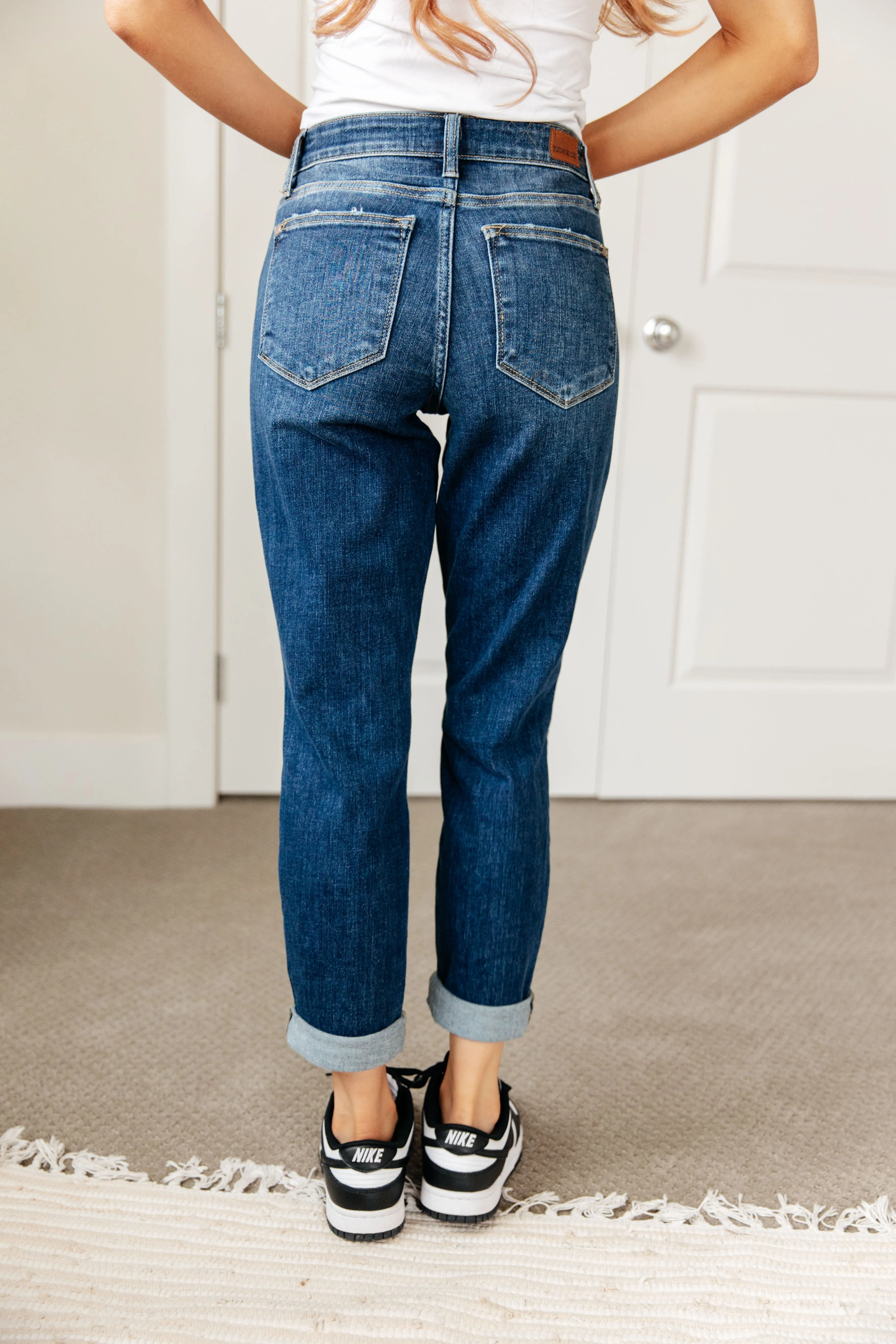 Hazel Blues® |  London Midrise Cuffed Boyfriend Jeans