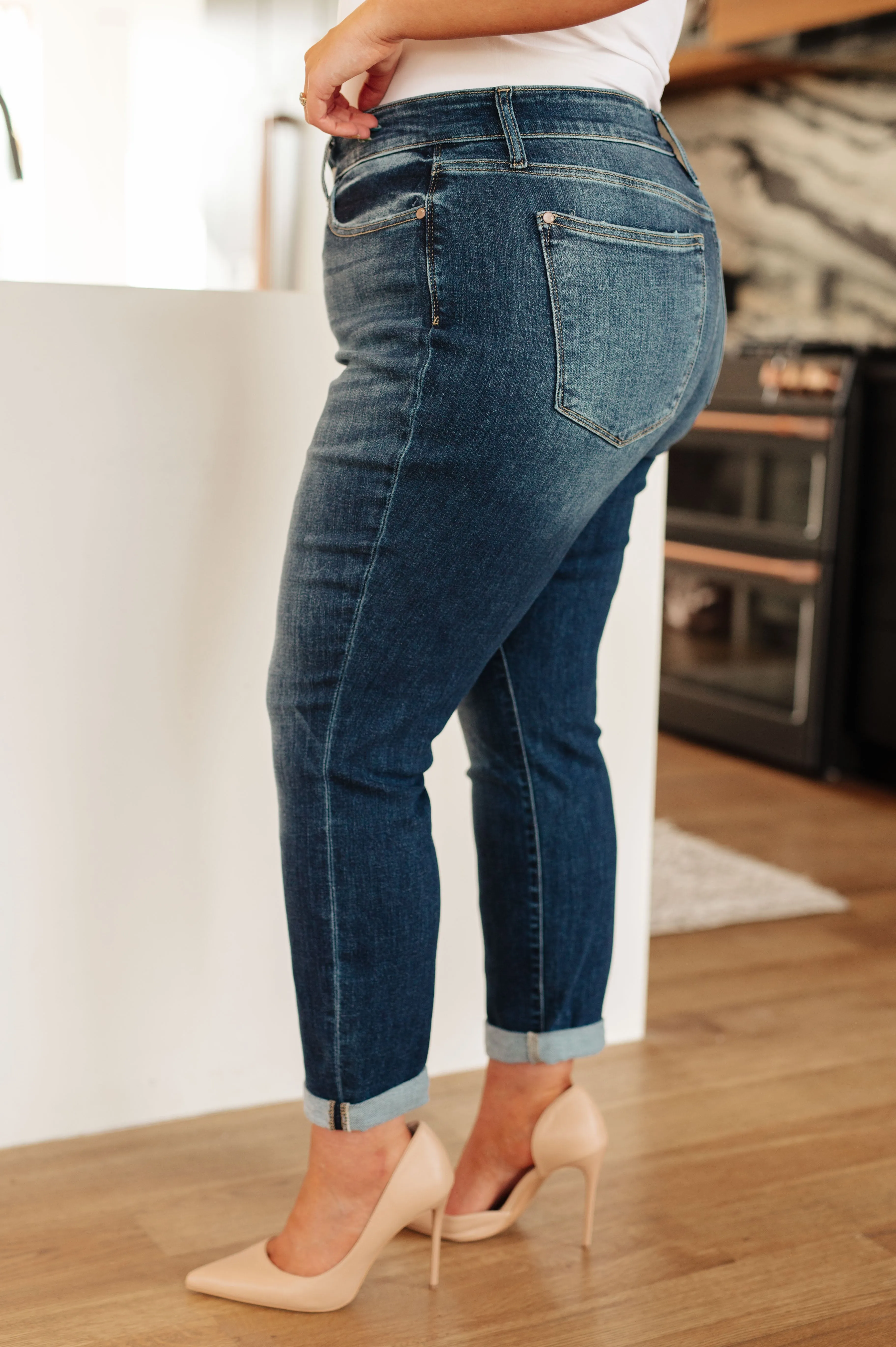 Hazel Blues® |  London Midrise Cuffed Boyfriend Jeans