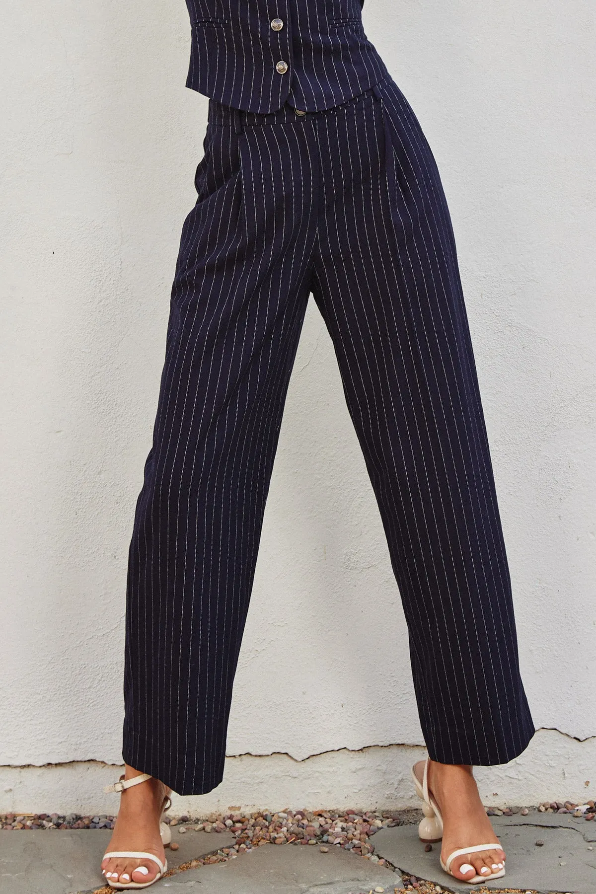 Henri Pinstriped Straight Legs Trousers
