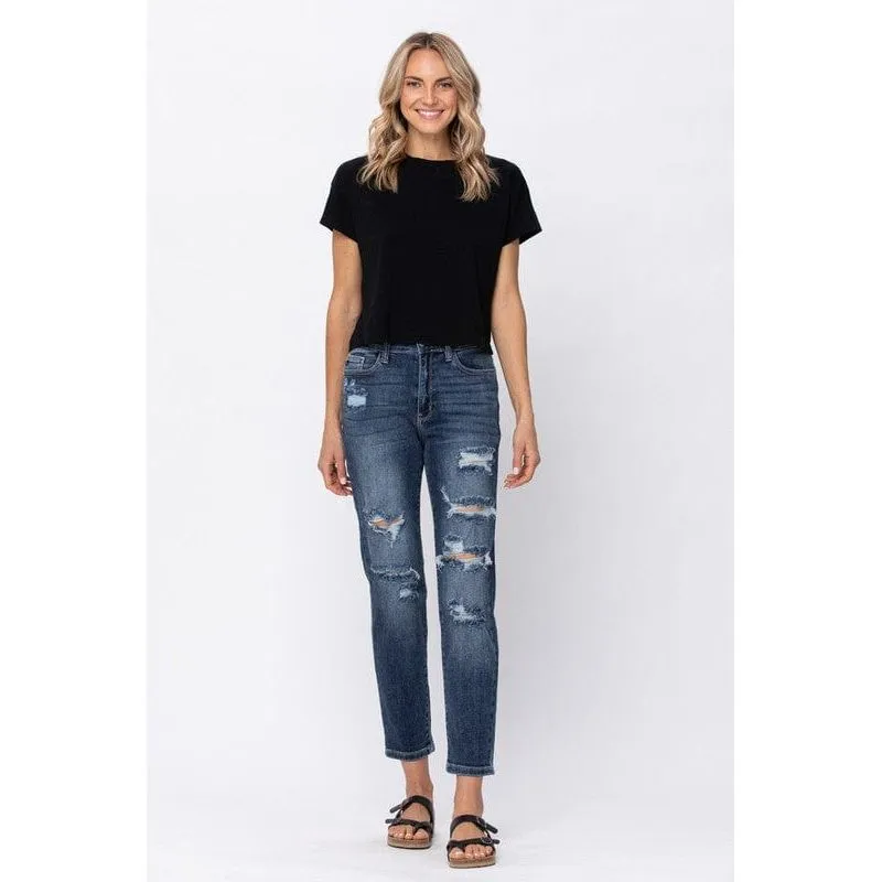 High-rise distressed boyfriend- Judy Blue Jeans