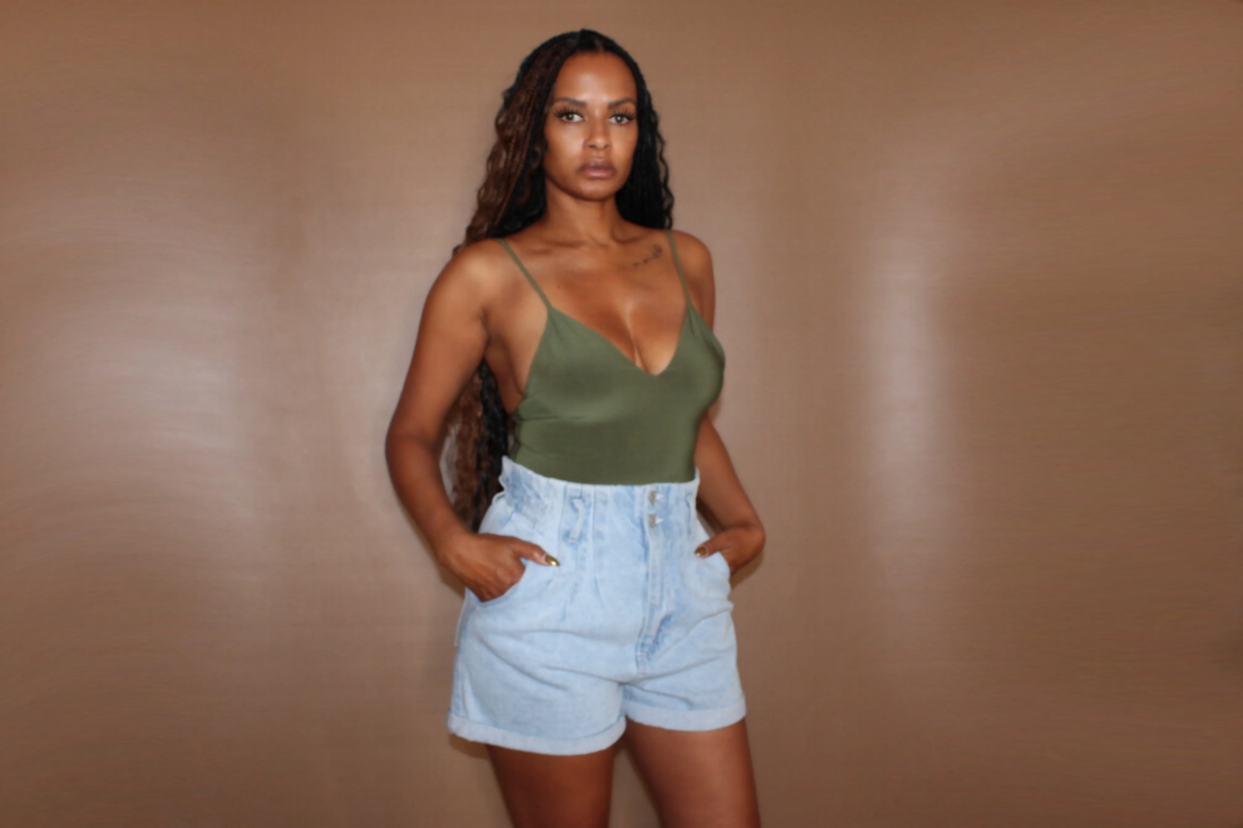 High Waisted Denim Shorts - Light Blue