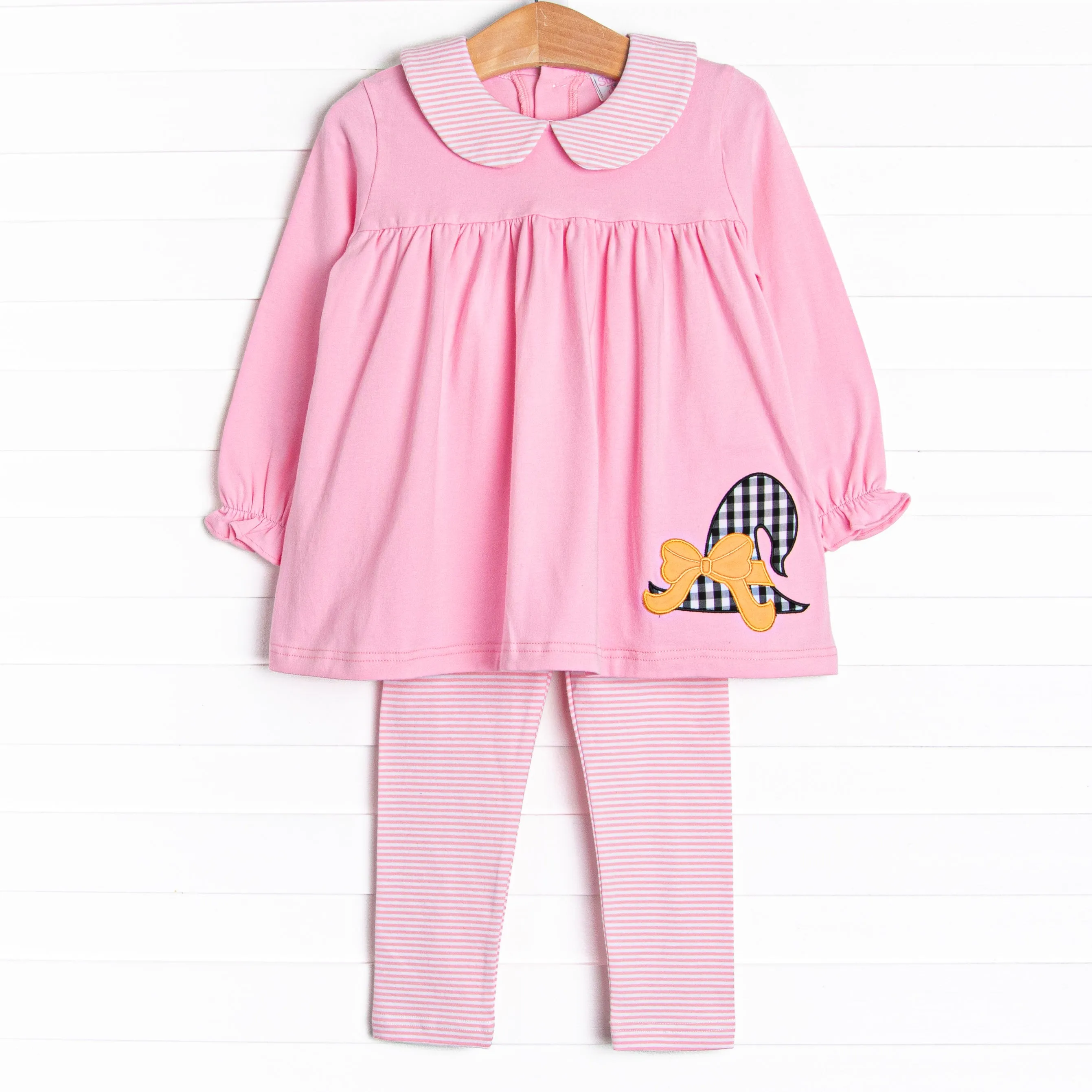 Hocus Pocus Hat Applique Legging Set, Pink