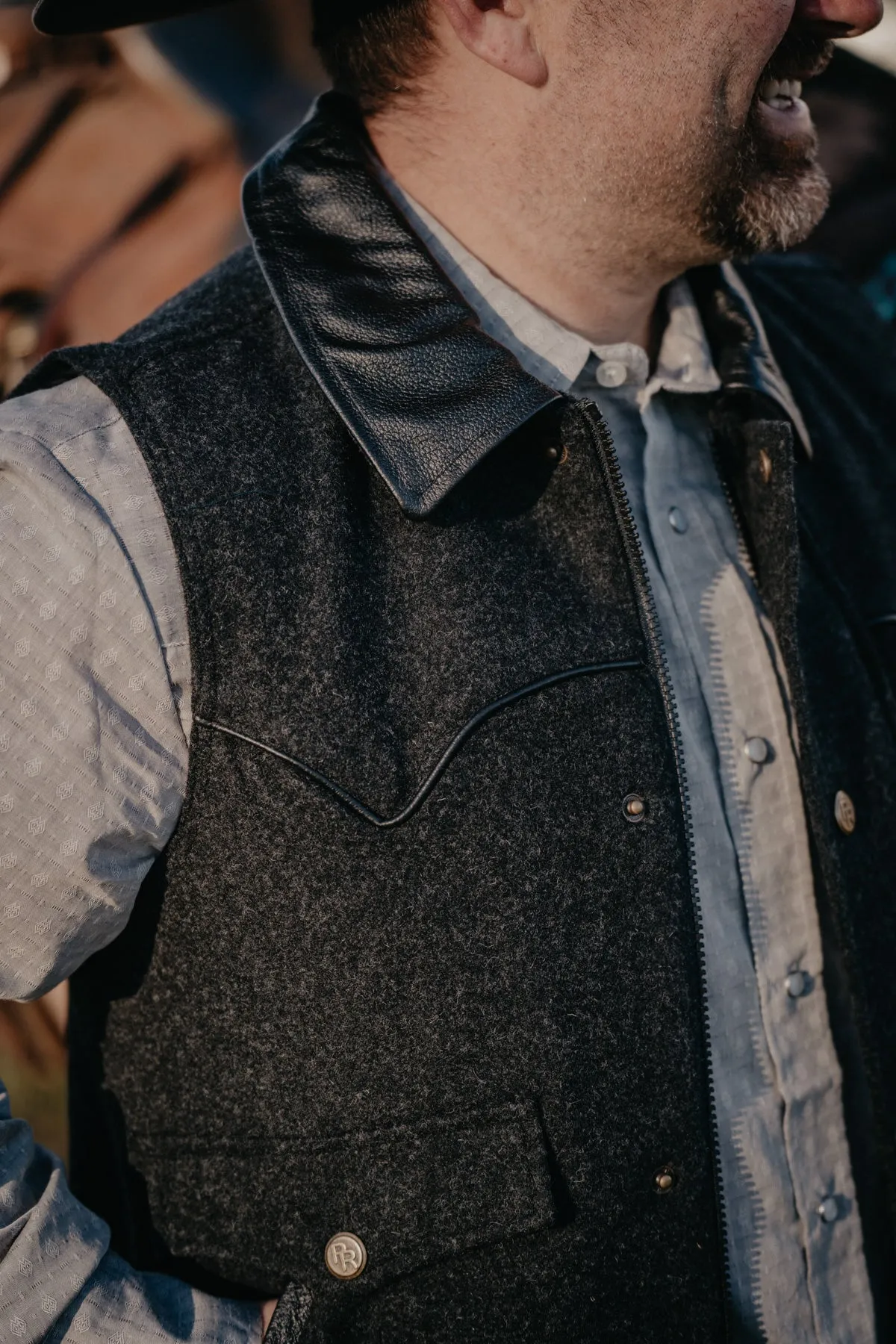 'Holbrook' Men's Wool Charcoal Vest by Powder River (L & XL Only)