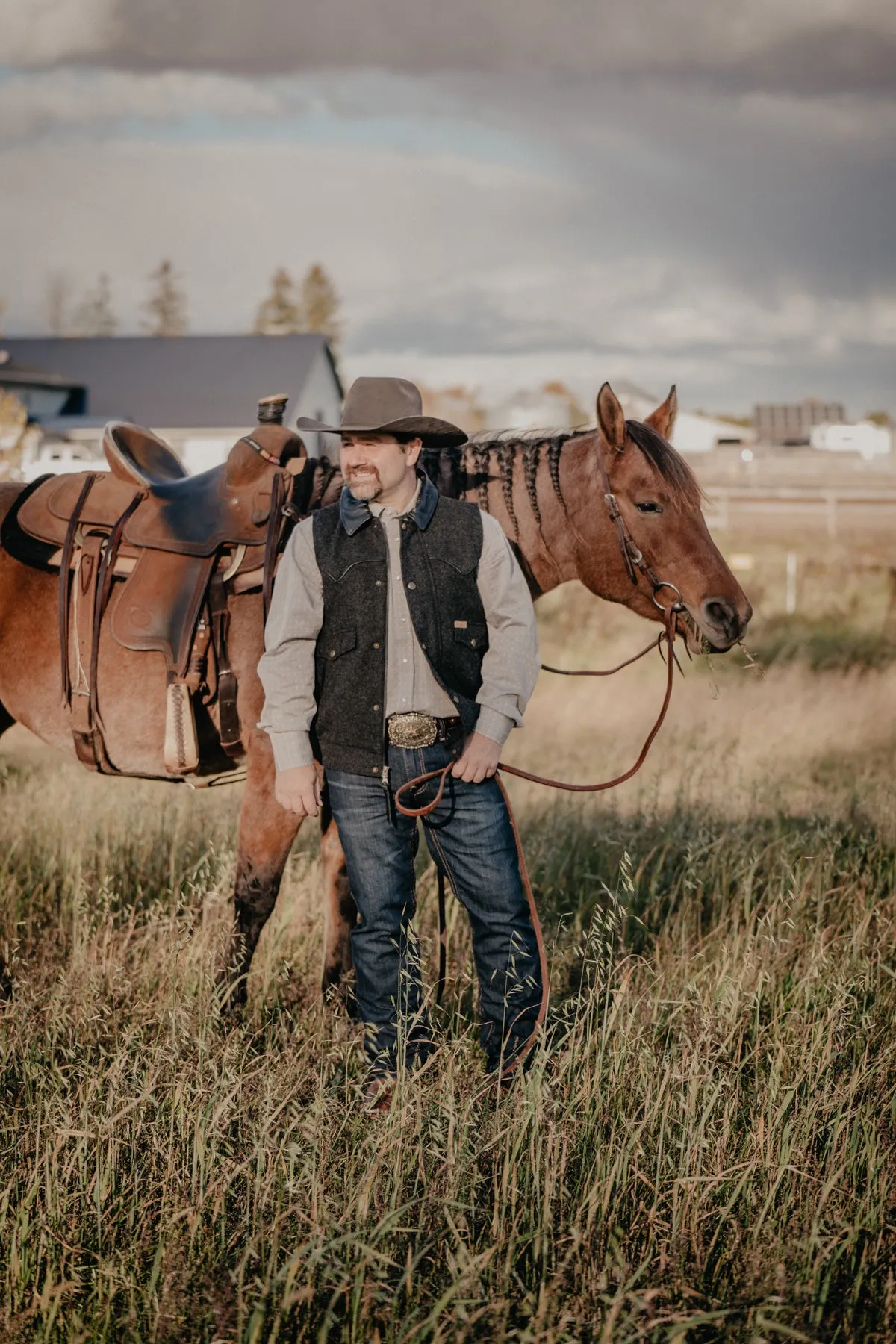 'Holbrook' Men's Wool Charcoal Vest by Powder River (L & XL Only)