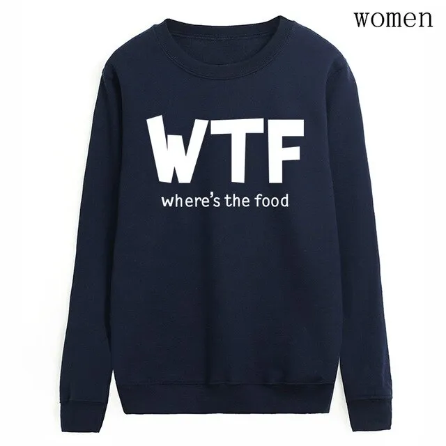 Hoodies funny where's the food Print clothes 2019 Autumn Casual Sweatshirts Women Pullovers Fashion black white brand tracksuits