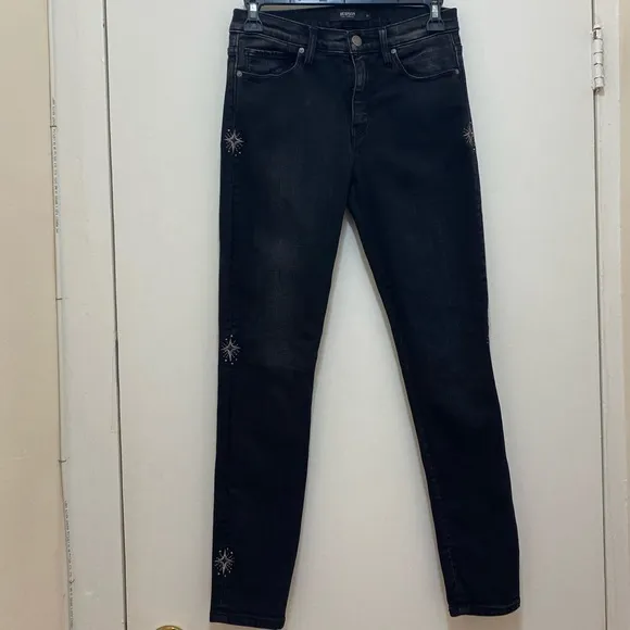 Hudson Nico Mid Rise Super Skinny Embellished Ankle Jeans Size 27.