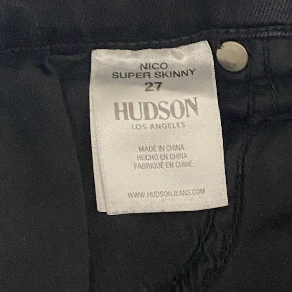 Hudson Nico Mid Rise Super Skinny Embellished Ankle Jeans Size 27.