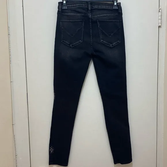Hudson Nico Mid Rise Super Skinny Embellished Ankle Jeans Size 27.
