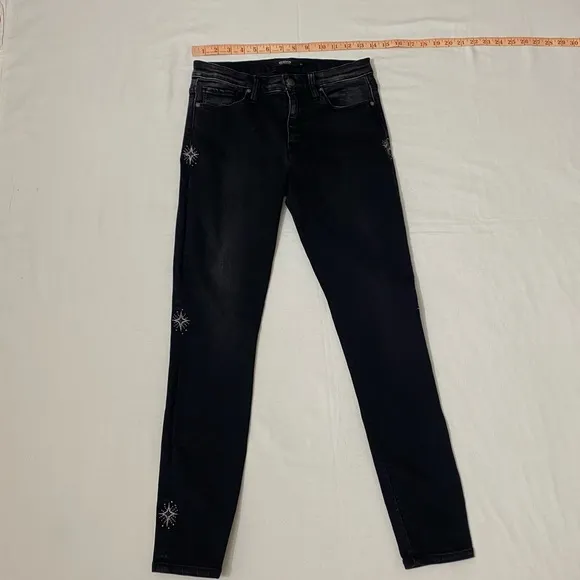 Hudson Nico Mid Rise Super Skinny Embellished Ankle Jeans Size 27.