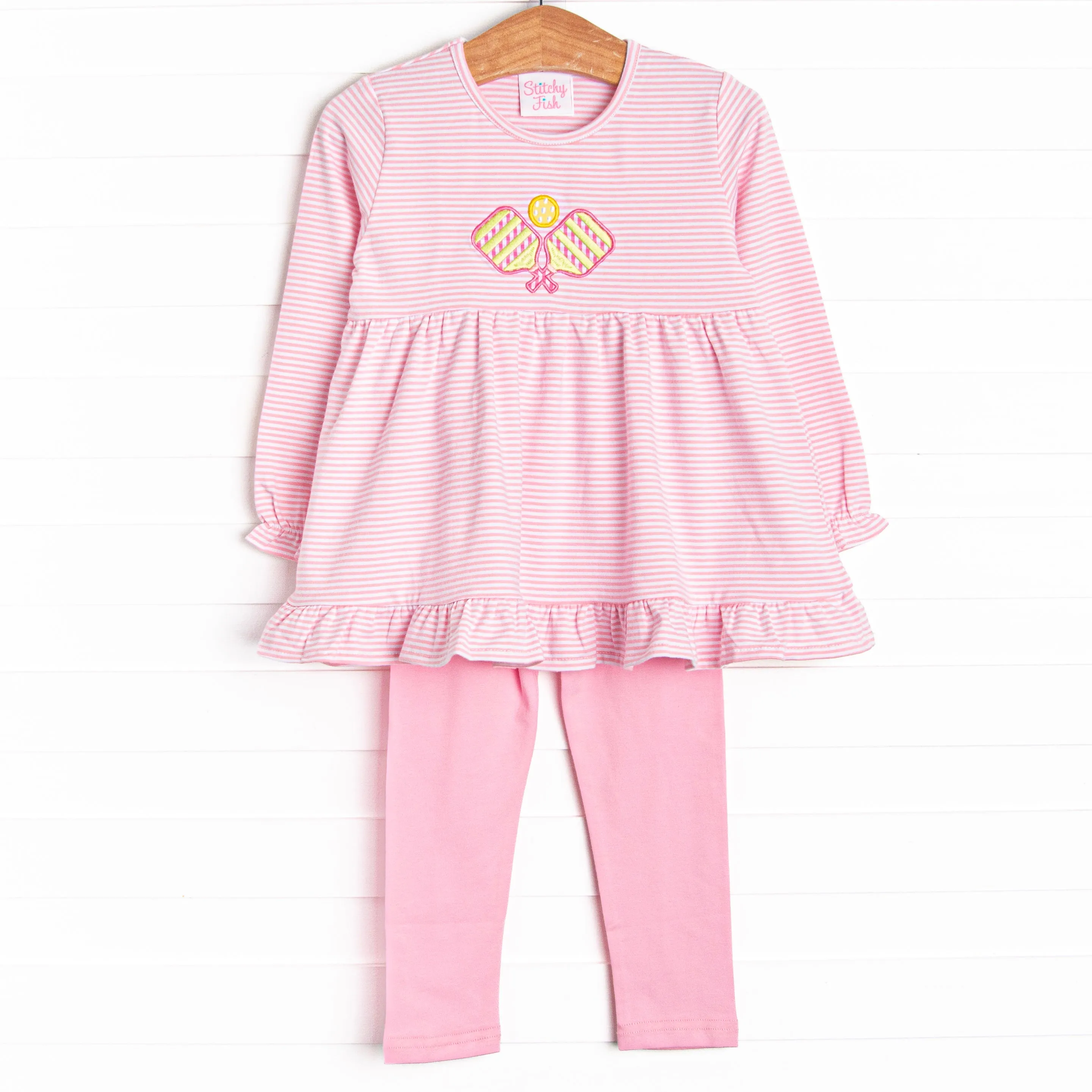 In a Pickle Applique Legging Set, Pink