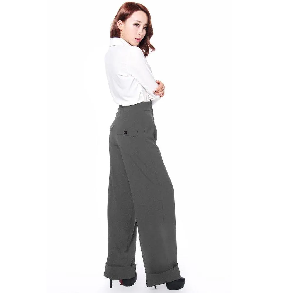 Ingrid 40's High Waist Pants in Gray
