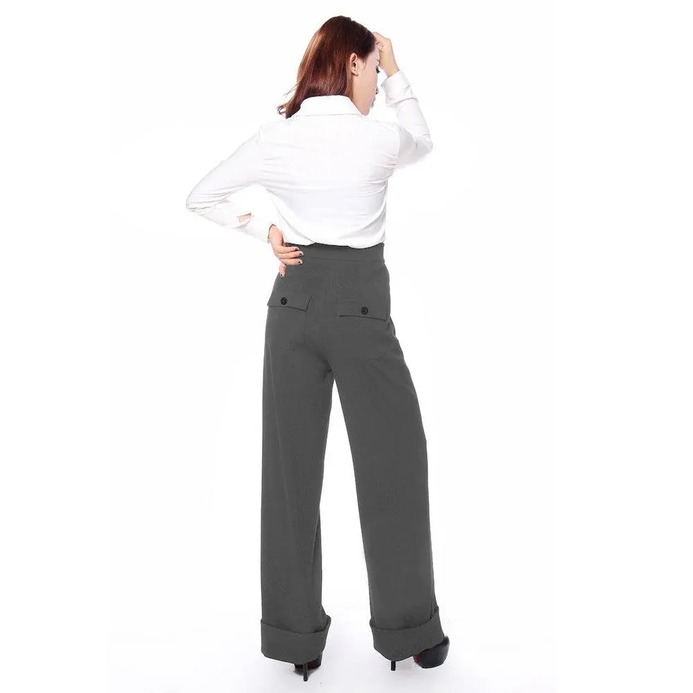 Ingrid 40's High Waist Pants in Gray