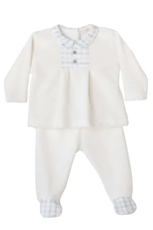 Ivory Velour Checked Top & Leggings