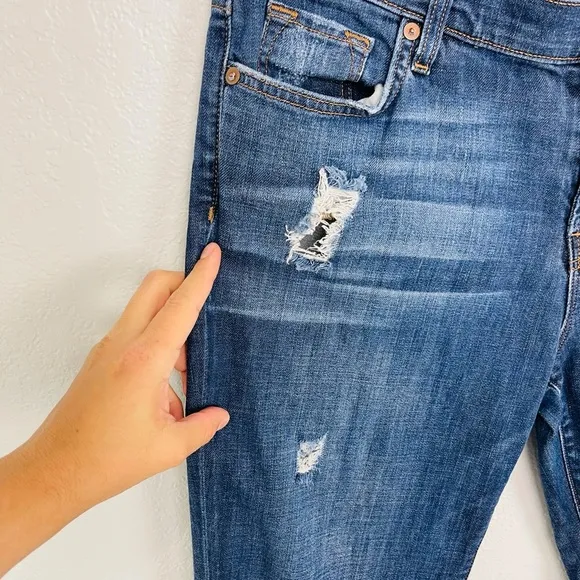 J BRAND BLUE DISTRESSED SKINNY BOYFRIEND JEANS AIDEN FLINTLOCK