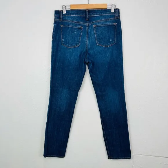 J BRAND BLUE DISTRESSED SKINNY BOYFRIEND JEANS AIDEN FLINTLOCK