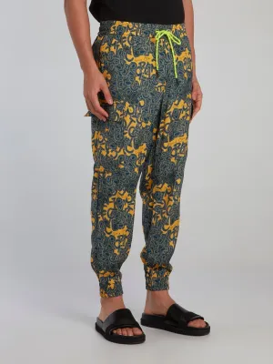 Jacquard Print Cuffed Cargo Pants