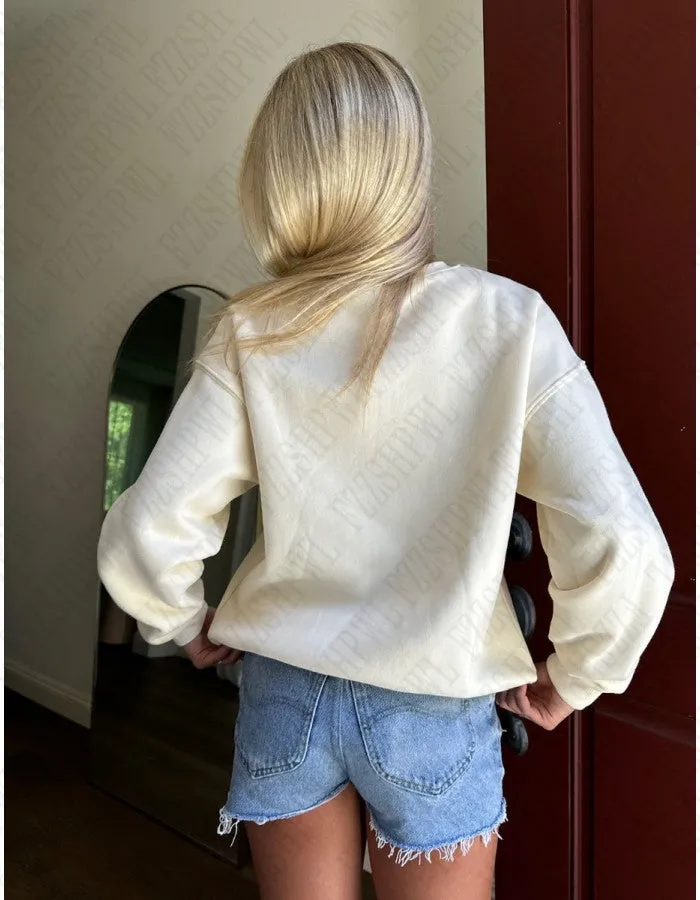 JazzHer Bow Embroidery Women Sweet Cute Winter Sweatshirt Y2K style Harajuku High Street Casual Round Neck All-Match Pullover Sweatshirt