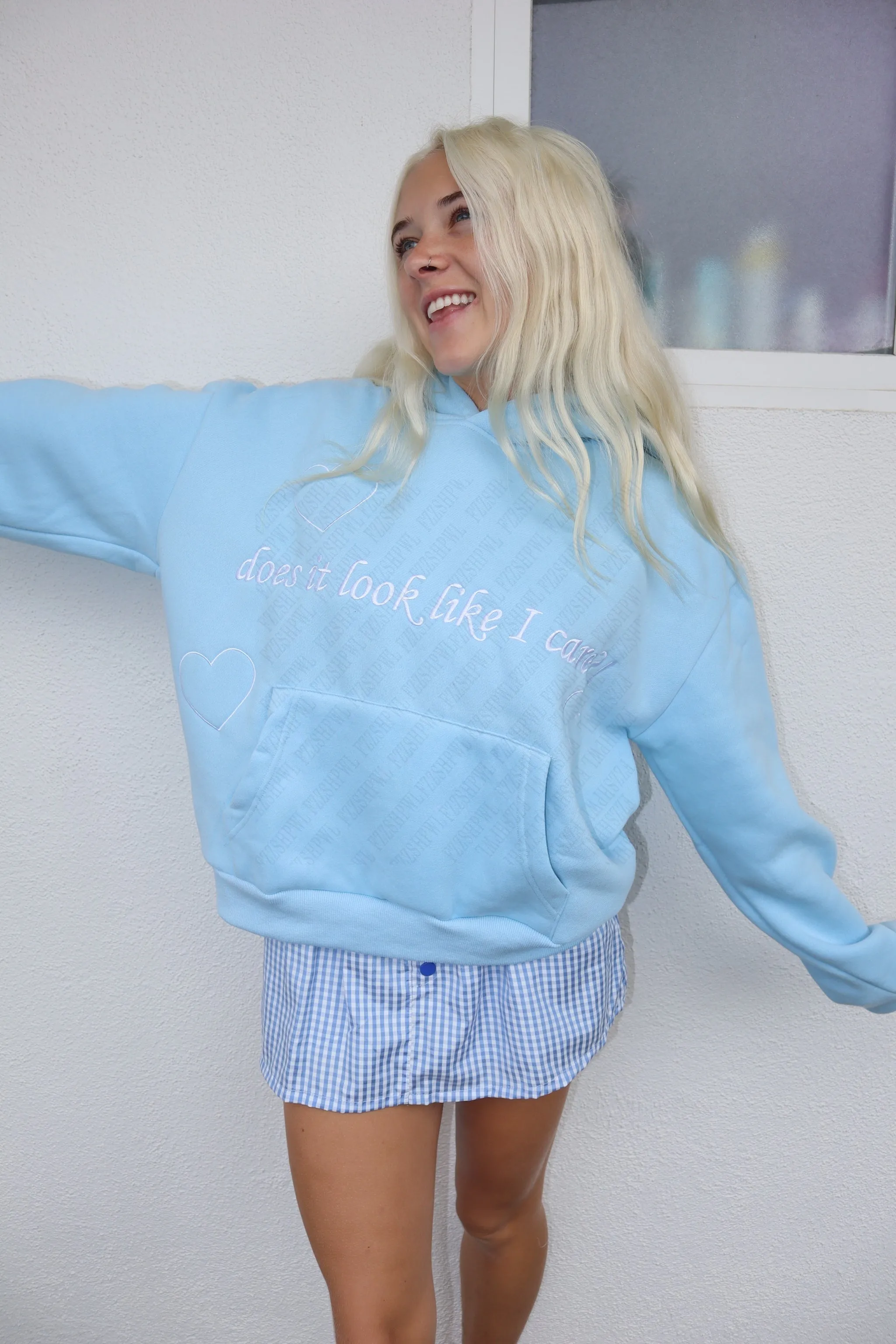 JazzHer Embroidered Letters Solid Color Sweet Cute Hoodie Women's Y2K Style Streetwear Harajuku High Street Casual Pullover Sweatshirt