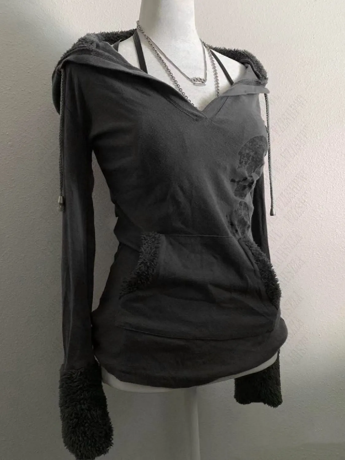 JazzHer Goth trend Punk style High Street American Vintage Print slim-fit Y2K Fashion Cool Girl Spice Girl Design Autumn/Winter hoodie