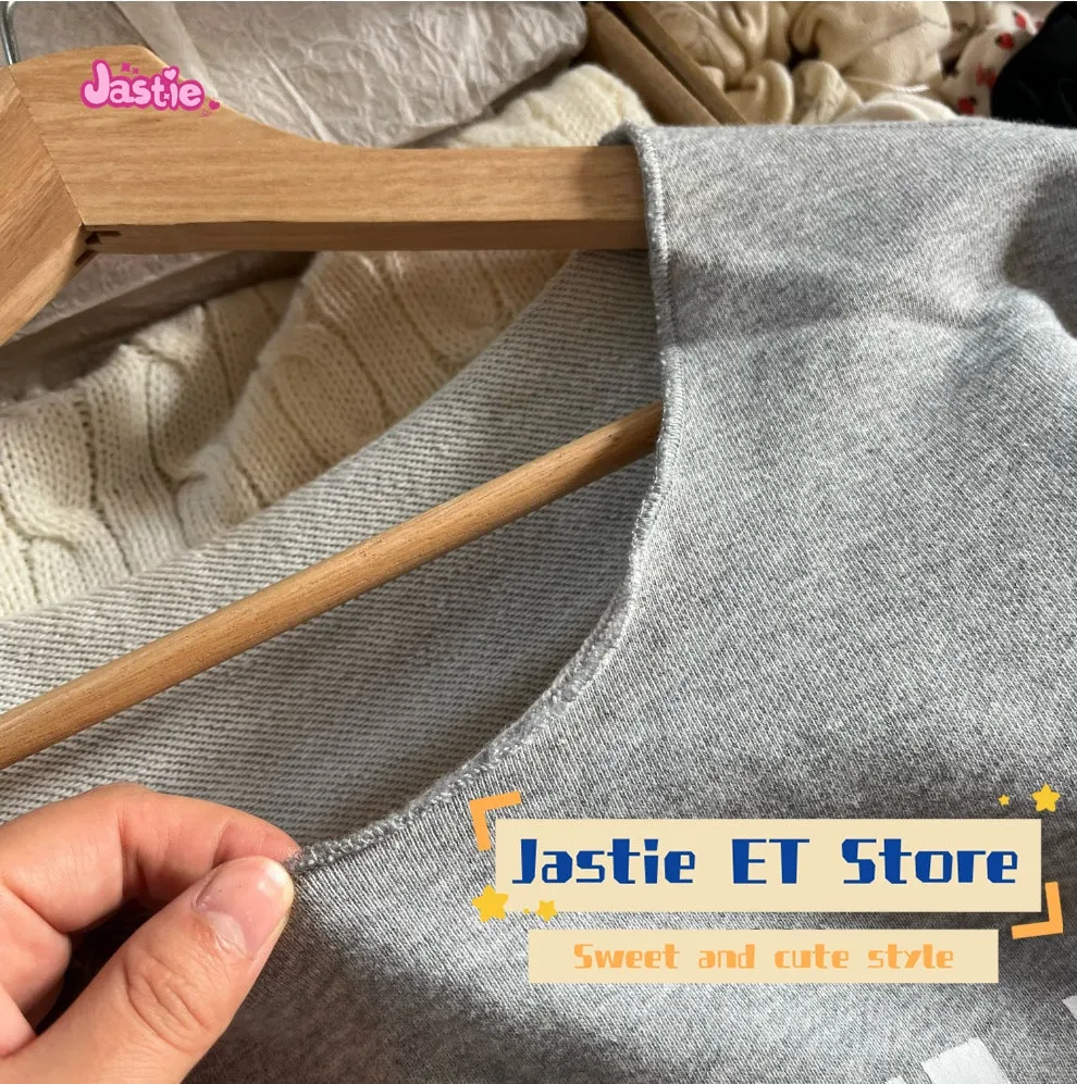 JazzHer Los Angeles Letter Print Casual Pullovers Gray Slanted Shoulder Loose Fashion Sweatshirt Spring Fall Streetwear Y2k Top Woman